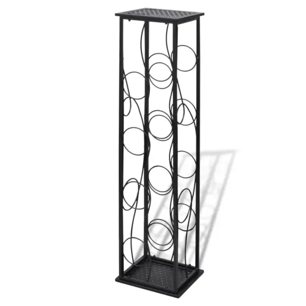 Põrandal seisev metallist veiniriiul 8 pudelile, must, 23,5 x 21,5 x 100 cm – 2