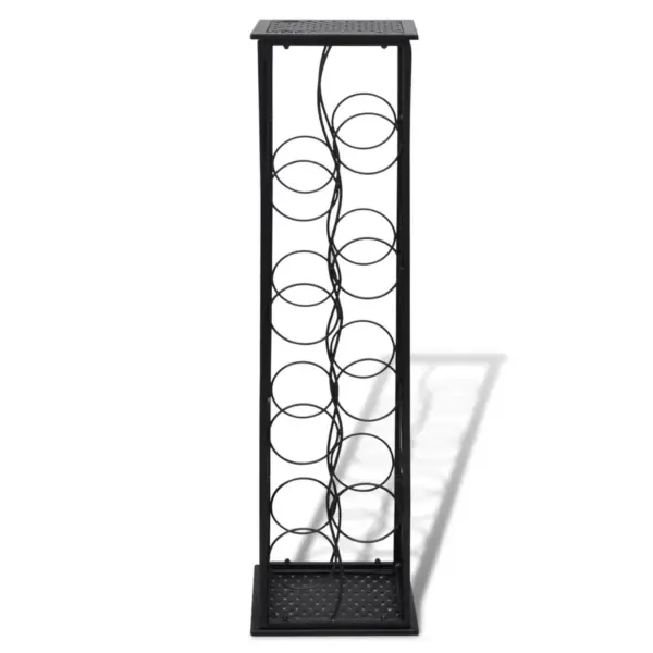 Põrandal seisev metallist veiniriiul 8 pudelile, must, 23,5 x 21,5 x 100 cm – 3