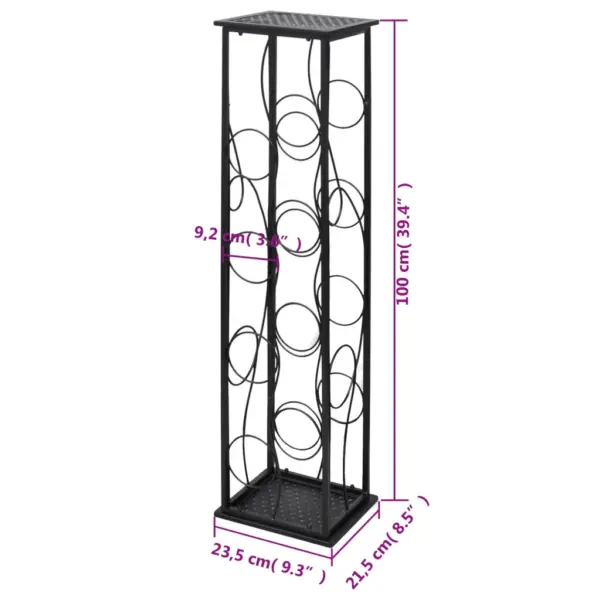Põrandal seisev metallist veiniriiul 8 pudelile, must, 23,5 x 21,5 x 100 cm – 6