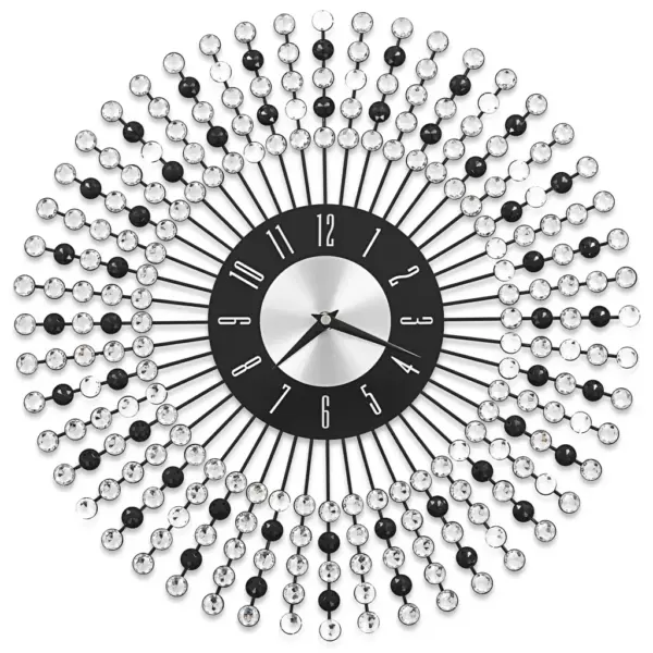 Metallist seinakell säravate kristallhelmestega, must-valge, 43 cm – 2