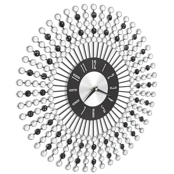 Metallist seinakell säravate kristallhelmestega, must-valge, 43 cm – 3