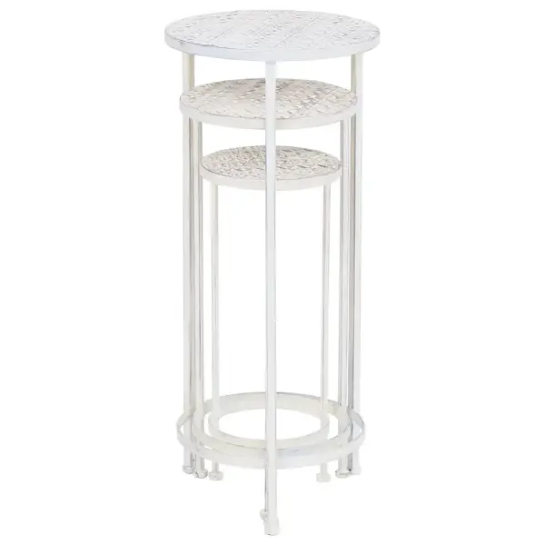 Metallist taimealuste komplekt, 3 tk, vanaaegses stiilis, antiikvalge – 5