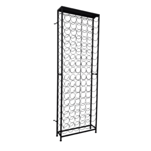 Metallist veiniriiul 108 pudelile, sepistatud raud, must, 65 x 24 x 191 cm, seinakinnitustega