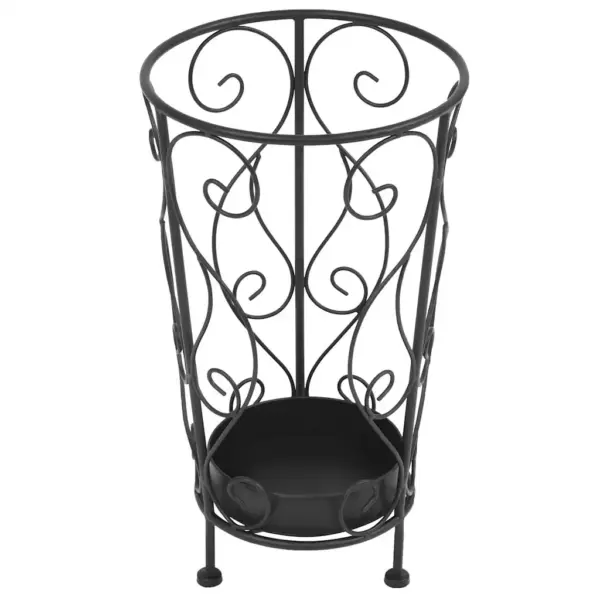 Metallist vihmavarjuhoidja tilgumisalusega, must, 26 x 46 cm, vanaaegses stiilis – 2