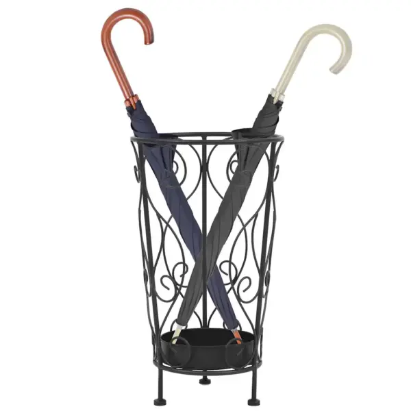 Metallist vihmavarjuhoidja tilgumisalusega, must, 26 x 46 cm, vanaaegses stiilis – 3