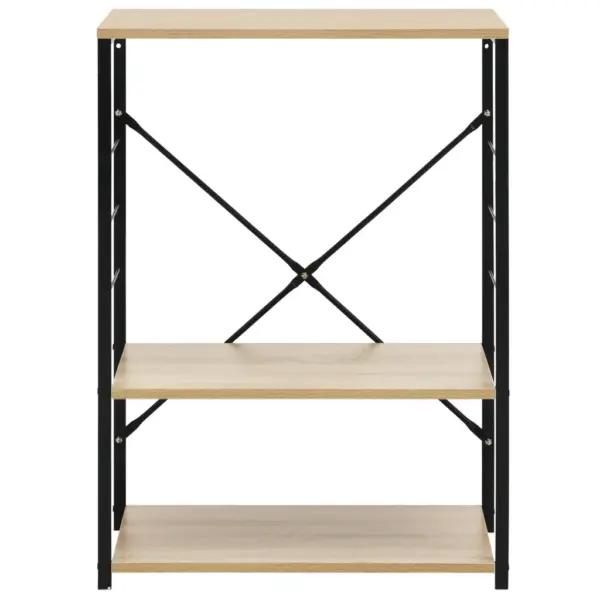 3-riiuliga mikrolaineahju kapp konksudega, must ja tammevärvi, 60 x 39,6 x 79,5 cm, tehispuit ja teras – 3