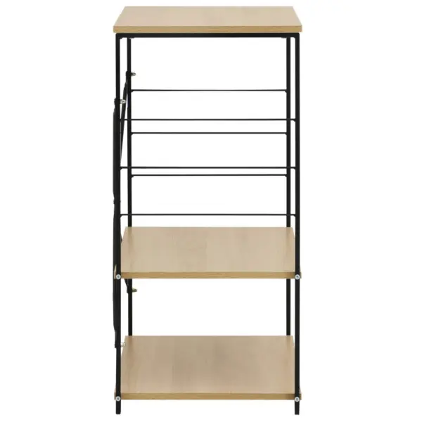 3-riiuliga mikrolaineahju kapp konksudega, must ja tammevärvi, 60 x 39,6 x 79,5 cm, tehispuit ja teras – 4