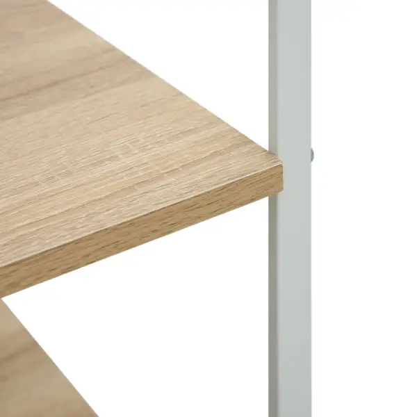 Mikrolaineahju kapp 3 riiuliga ja külgkonksudega, valge ja tammevärvi, tehispuit ja teras, 60 x 39,6 x 79,5 cm – 5