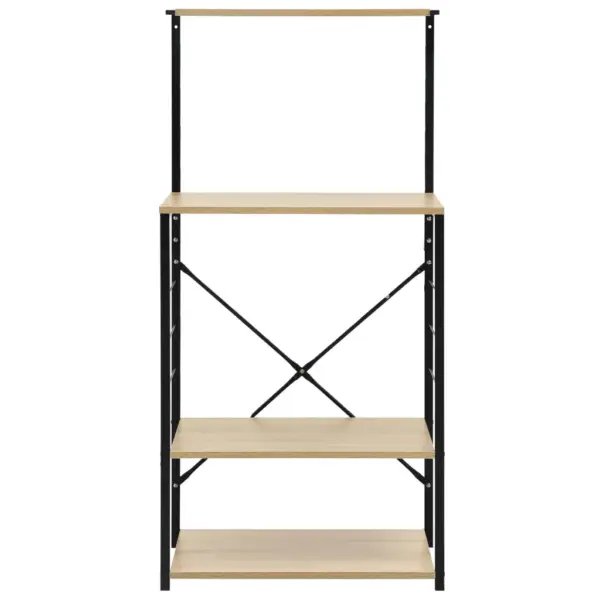 Mikrolaineahju kapp 4 riiuliga, must ja tammevärvi, tehispuit ja teras, 60 x 39,6 x 123 cm – 3