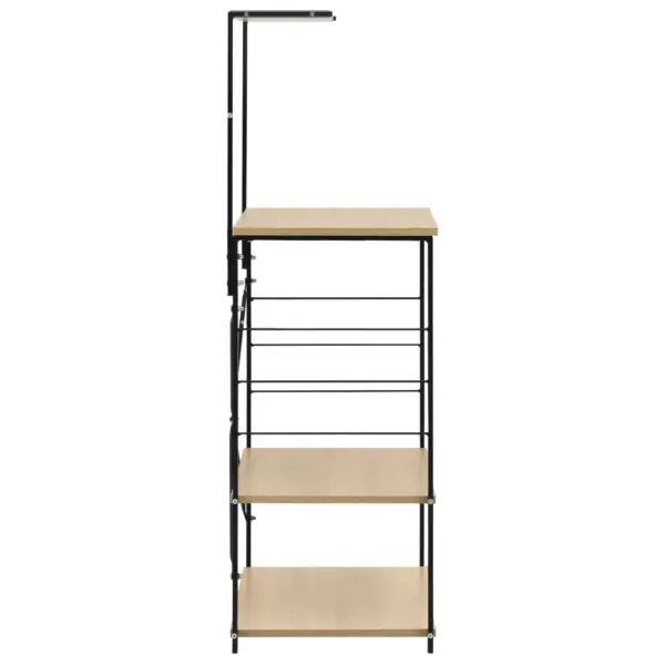 Mikrolaineahju kapp 4 riiuliga, must ja tammevärvi, tehispuit ja teras, 60 x 39,6 x 123 cm – 4
