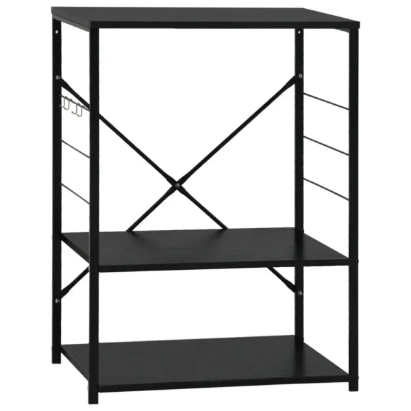 Mikrolaineahju riiul 3 tasapinnaga, must, tehispuit ja teras, 60 x 39,6 x 79,5 cm – 2