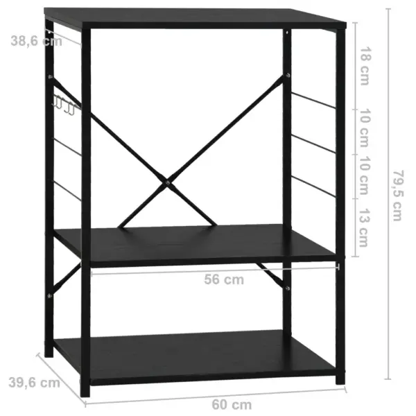 Mikrolaineahju riiul 3 tasapinnaga, must, tehispuit ja teras, 60 x 39,6 x 79,5 cm – 8