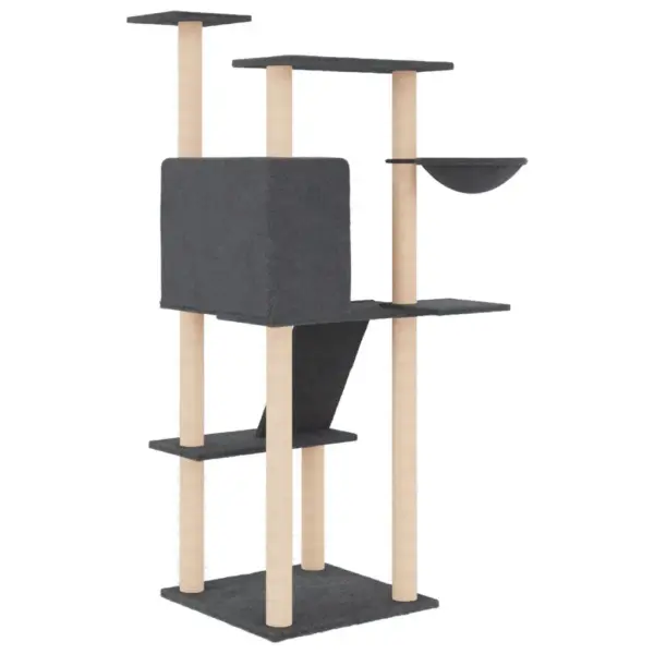 Mitmetasandiline kassimaja sisalpostidega, tumehall, 143 cm – 5