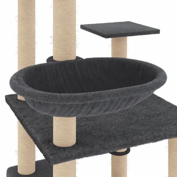 Mitmetasandiline kassipuu sisalpostidega, tumehall, 72,5 x 96,5 x 141 cm – 6