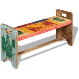Mitmevärviline esikupink taaskasutatud puidust, 100 x 30 x 50 cm