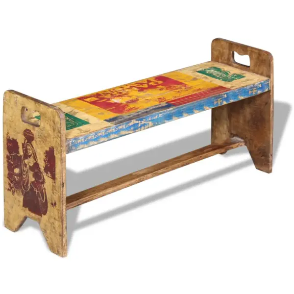 Mitmevärviline esikupink taaskasutatud puidust, 100 x 30 x 50 cm – 3
