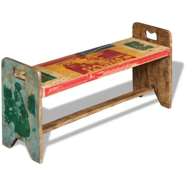 Mitmevärviline esikupink taaskasutatud puidust, 100 x 30 x 50 cm – 4