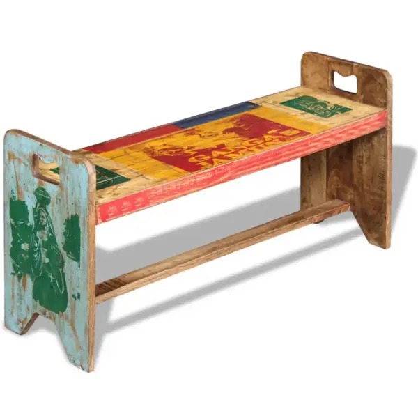 Mitmevärviline esikupink taaskasutatud puidust, 100 x 30 x 50 cm – 5