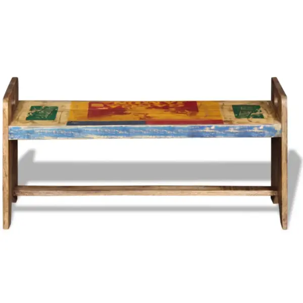 Mitmevärviline esikupink taaskasutatud puidust, 100 x 30 x 50 cm – 6