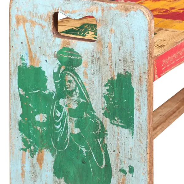 Mitmevärviline esikupink taaskasutatud puidust, 100 x 30 x 50 cm – 8