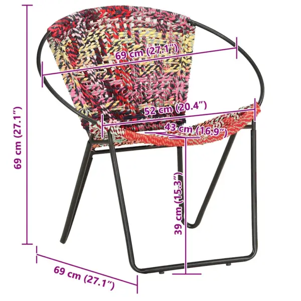 Ümmargune chindi tool, mitmevärviline, pulbervärvitud terasraam, 69 x 69 x 69 cm – 12