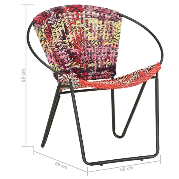 Ümmargune chindi tool, mitmevärviline, pulbervärvitud terasraam, 69 x 69 x 69 cm – 7