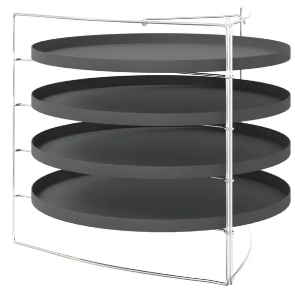 Mittenakkuvate pitsapannide komplekt restiga, Ø28 cm, 4 tk, must, kaetud teras – 5