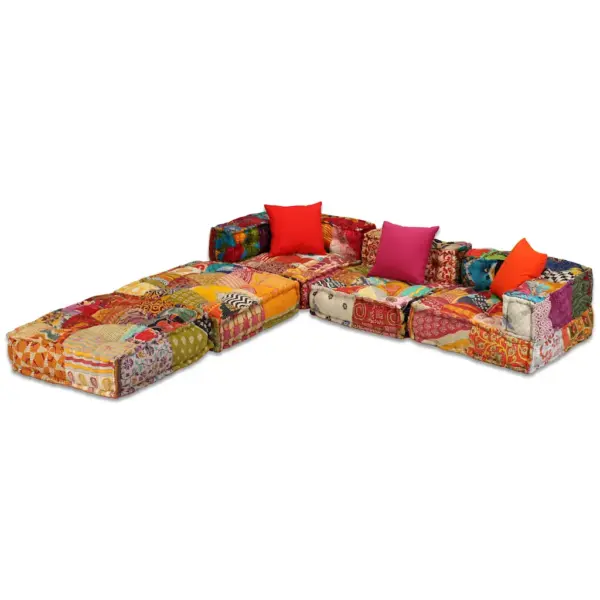 3-kohaline modulaarne lapitehnikas tumba-diivan, mitmevärviline, 200 x 70 x 58 cm – 3