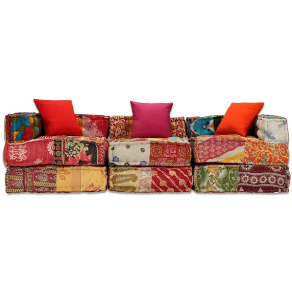 3-kohaline modulaarne lapitehnikas tumba-diivan, mitmevärviline, 200 x 70 x 58 cm – 5