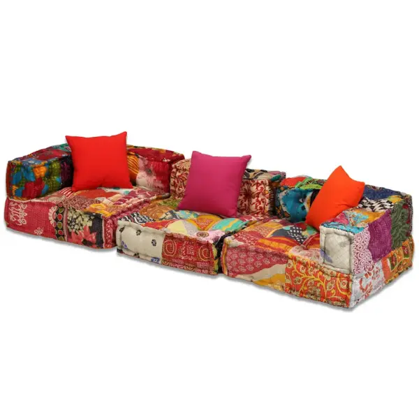 3-kohaline modulaarne lapitehnikas tumba-diivan, mitmevärviline, 200 x 70 x 58 cm – 6