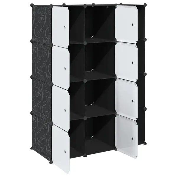 Modulaarne kapp 9 sektsiooniga, must ja valge plast, 109 x 36,5 x 143 cm - 3