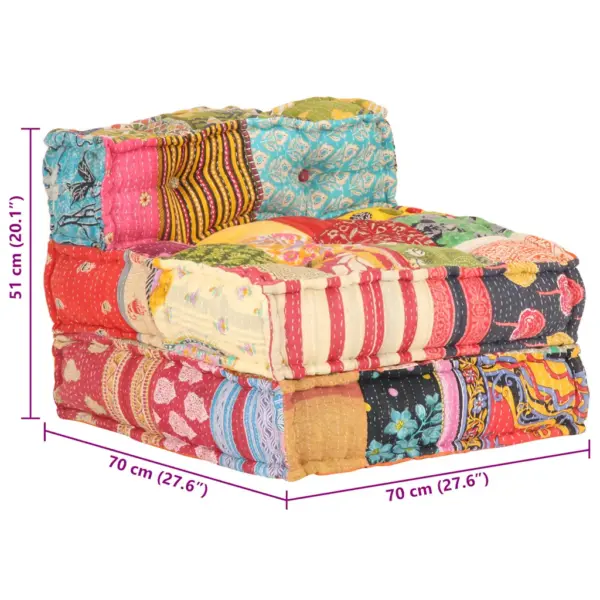 Modulaarne lapitehnikas tumba, mitmevärviline puuvill, 57 x 67 x 51 cm – 10