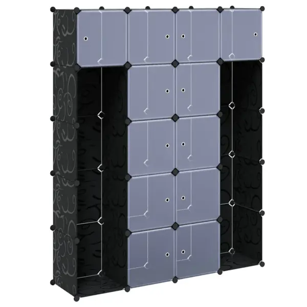 Modulaarne plastkapp 14 sektsiooniga, must ja valge, 37 x 146 x 180,5 cm - 2