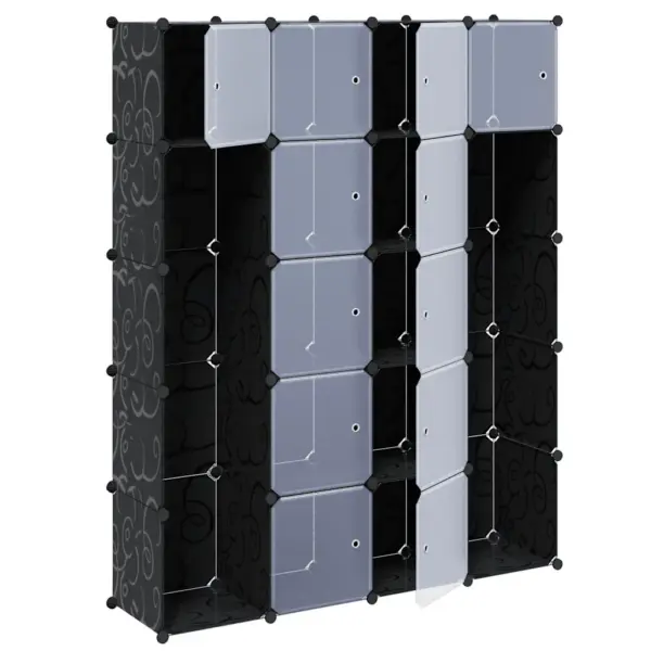 Modulaarne plastkapp 14 sektsiooniga, must ja valge, 37 x 146 x 180,5 cm - 3
