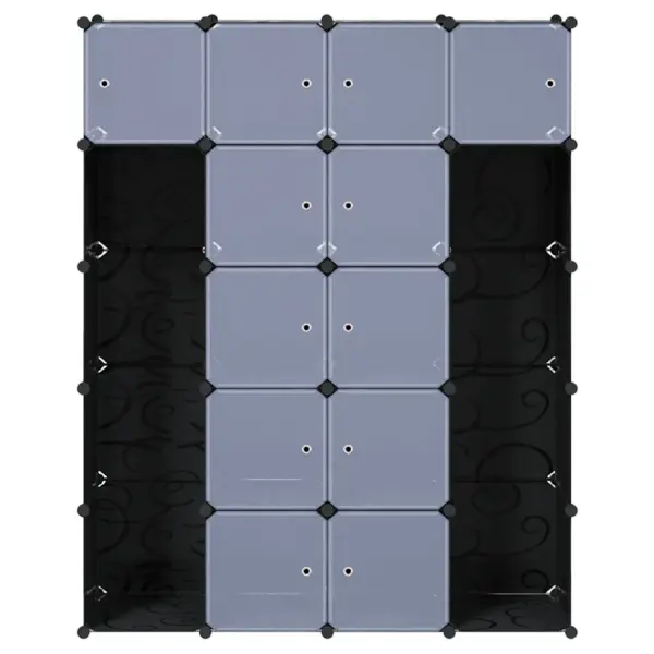 Modulaarne plastkapp 14 sektsiooniga, must ja valge, 37 x 146 x 180,5 cm - 4