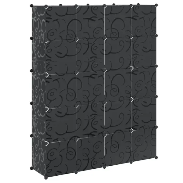 Modulaarne plastkapp 14 sektsiooniga, must ja valge, 37 x 146 x 180,5 cm - 6