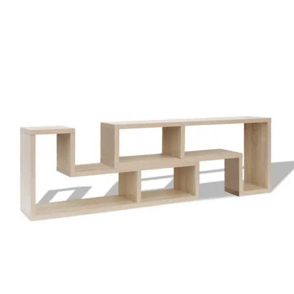 Modulaarne telerialus kahest L-kujulisest riiulist, tammevärvi, MDF ja tehispuit, 120 x 30 x 56,4/28 cm – 2