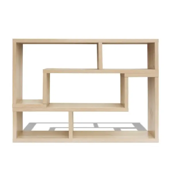 Modulaarne telerialus kahest L-kujulisest riiulist, tammevärvi, MDF ja tehispuit, 120 x 30 x 56,4/28 cm – 3