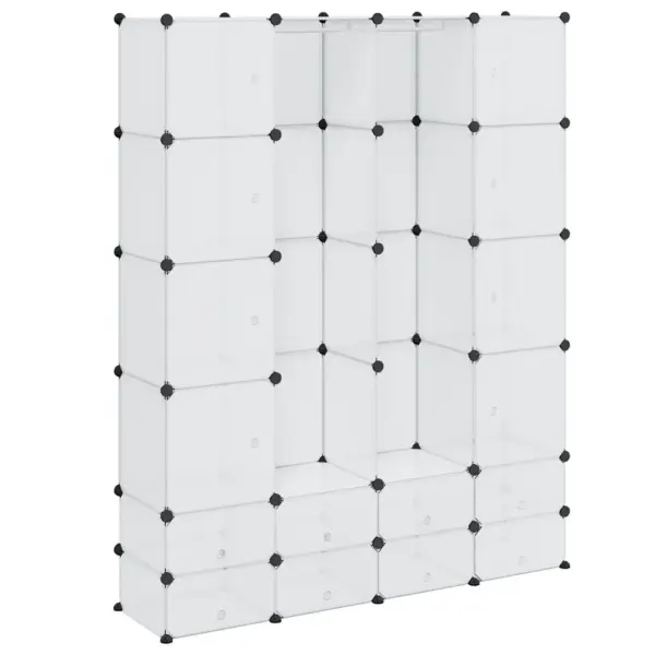 Modulaarne valge plastist riidekapp, 18 sektsiooni, 37 x 146 x 180,5 cm - 2