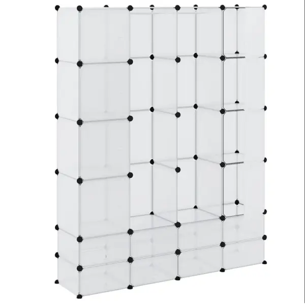 Modulaarne valge plastist riidekapp, 18 sektsiooni, 37 x 146 x 180,5 cm - 3