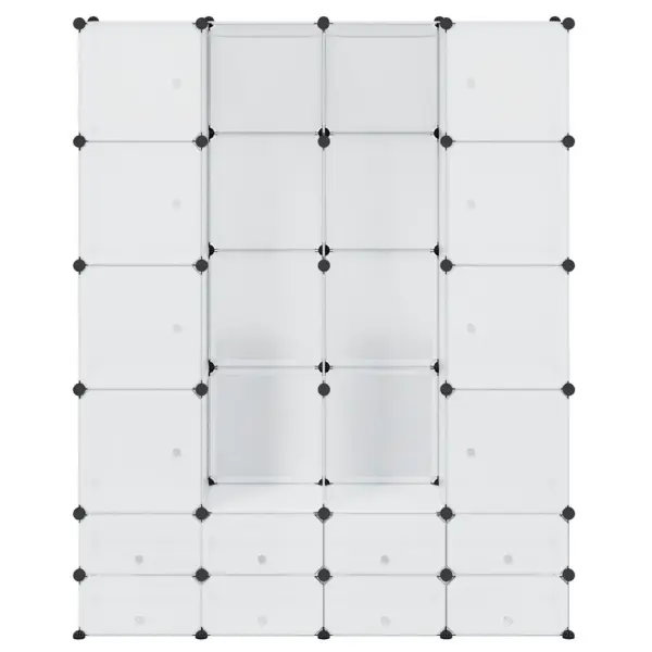 Modulaarne valge plastist riidekapp, 18 sektsiooni, 37 x 146 x 180,5 cm - 4