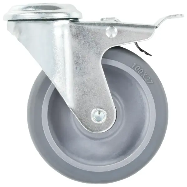 Hallid TPR mööblirattad poldiauguga, pöörlevad ja piduritega, 24 tk, 100 mm, M12 – 4