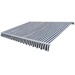Mootoriga kokkupandav terrassimarkiis, 400 cm, tumesinine-valge triip