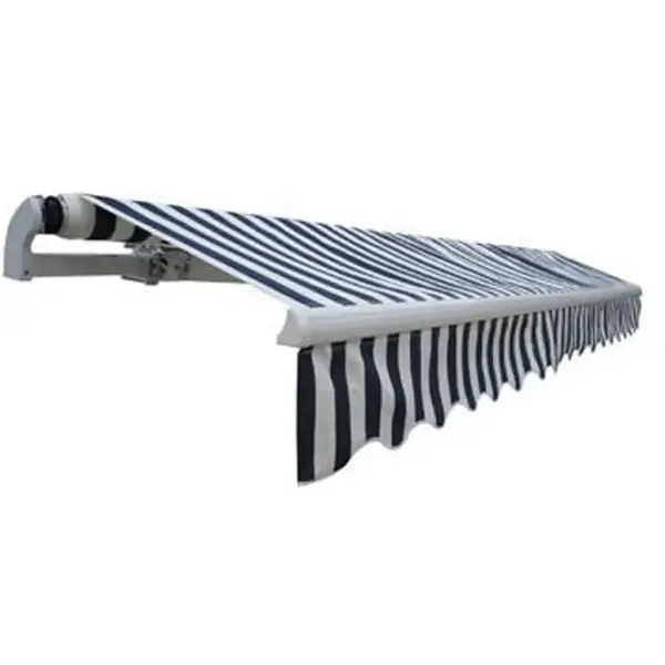 Mootoriga kokkupandav terrassimarkiis, 400 cm, tumesinine-valge triip – 2
