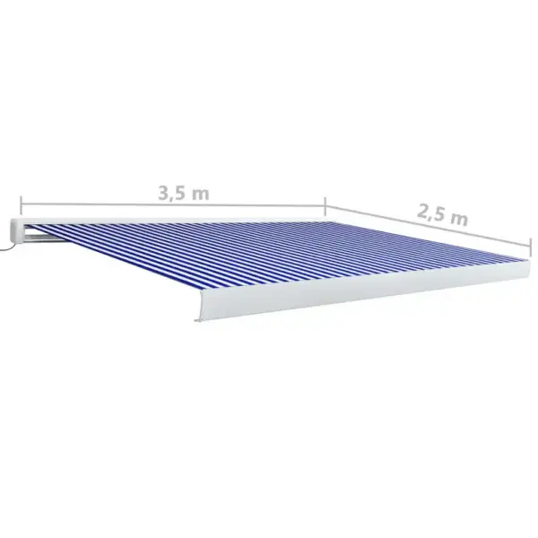 Mootoriga kokkupandav terrassivarikatus, sinine-valge, 350 x 250 cm – 7