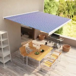 Mootoriga terrassivarikatus 400 x 300 cm, sinine-valge