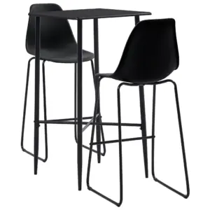 3-osaline must baarikomplekt, MDF baarilaud 60 x 60 x 111 cm ja plastist baaritoolid
