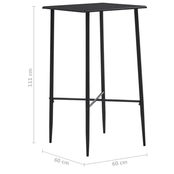 3-osaline must baarikomplekt, MDF baarilaud 60 x 60 x 111 cm ja plastist baaritoolid – 12