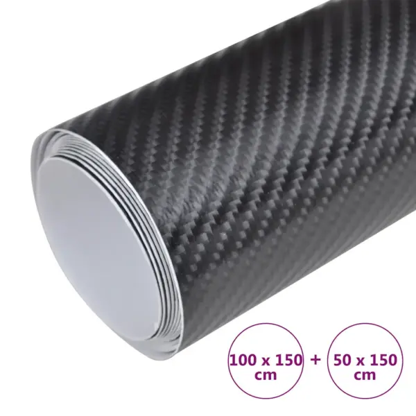 4D süsinikkiu välimusega must autokile, iseliimuv, 2 tk, 100 x 150 cm + 50 x 150 cm – 8