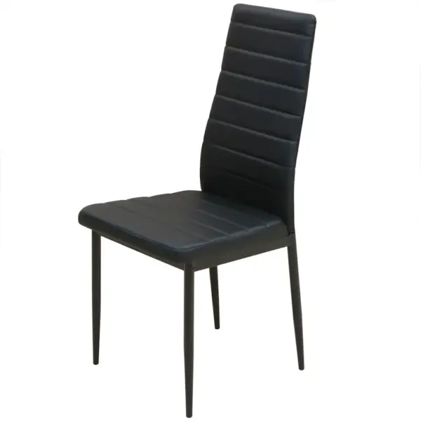 Must 5-osaline söögilaua ja toolide komplekt, karastatud klaasist lauaplaat, kunstnahast toolid, laud 70 x 70 cm - 3